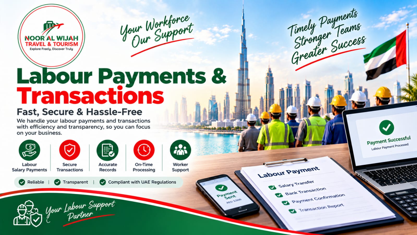 Labour payments and transaction support in Dubai